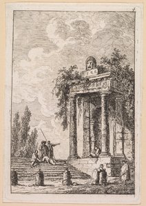 Roma Akşamları: Dört Terminalli Merdiven by Hubert Robert