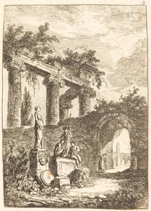 Harabelerin Önündeki Heykel by Hubert Robert