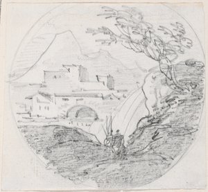 Bir Sırttan Bir Köye ve Uzak Dağa Bakış by Hubert Robert