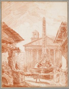 Tritons çeşmesi ve Pantheon cephesi ile Roma