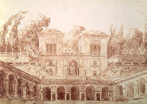 Villa Farnese, Roma (çizim) by Hubert Robert