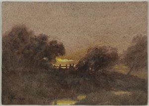 Gün batımında kapı ile manzara by Hugh Huntington Howard