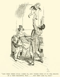 Sonra Amcaları Gelip Korkunç Bir Şekilde Onları Tavana Atıyor... Ama Beğendiler Baba (gravür) by Hugh Thomson