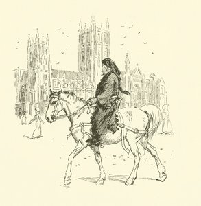 At sırtında Geoffrey Chaucer (taş) by Hugh Thomson