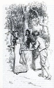 "Harriet, çingeneler tarafından saldırıya uğradı" (illüstrasyon) by Hugh Thomson