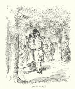 Londra: Pepys ve Karısı (renkli taş baskı) by Hugh Thomson