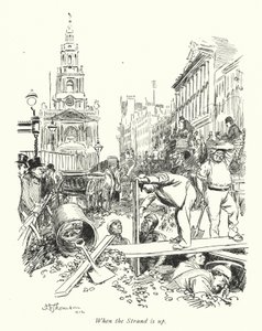 Londra: When the Strand is up (renkli taş baskı) by Hugh Thomson