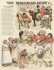 Series of illustrations depicting the Hollydale Hunt 