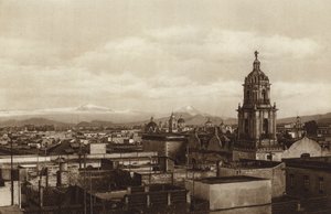 Meksika: Başkent Mejico, Doğudan kısmi görünüm (b/w fotoğraf)