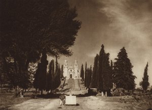 Meksika: Cholula, Guadalupe Kilisesi (b/w fotoğraf) by Hugo Brehme
