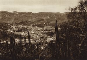 Meksika: Guanajuato, Köyün genel görünümü (b/w fotoğraf) by Hugo Brehme