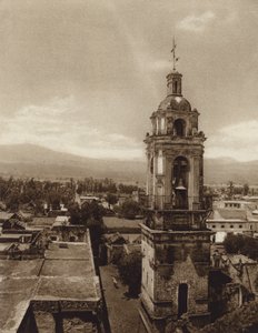 Meksika: Xochimilco Kilisesi (b/w fotoğraf) by Hugo Brehme