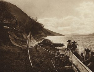 Meksika: Laguna de Patzcuaro (b/w fotoğraf) by Hugo Brehme