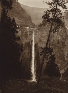 Meksika: Necaxa şelalesi, Puebla Eyaleti (b/w fotoğraf) by Hugo Brehme