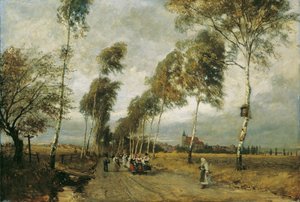 Huş caddesi olan köy yolu by Hugo Charlemont