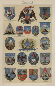 Amerika ülkelerinin arması (renkli lito) by Hugo Gerard (after) Strohl