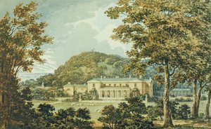 Doğu cephesi perspektifte güney cephesi, Antony House için Kırmızı Kitaptan, c.1812 by Humphry Repton