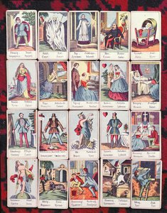 Dört dilde (Macarca, Almanca, Sırpça ve Hırvatça) LeNormand kartları, on dokuzuncu yüzyılın sonu