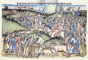 Orijinal renkli ahşap gravürden Bela IV hükümdarlığı sırasında 1241