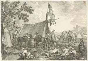 Bir ordu kampı ile manzara by Hyacinth de La Pegna