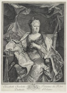 Elizabeth Charlotte Palatine du Rhin, Duchesse dOrleans, eng. Charles Louis Simmoneau (1645-1728) by Hyacinthe Francois Rigaud