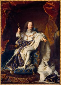 Kutsal kostümlü Louis XV beş yaşındaki çocuğun portresi, Fransa Kralı (1710-1774). Hyacinthe Rigaud