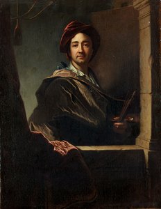 Sanatçının portresi, yarım boy, kanatlı, 1712 by Hyacinthe Francois Rigaud