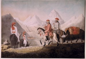William Moorcroft ve Hearsay, Mansarovar Gölü (Tibet) 1812 yolunda (kağıt üzerine suluboya) by Hyder Jung Hearsey