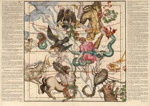 Kış Gündönümü, Düz masalarda göksel kürenin açıklamasından Levha 5, pub. 1674 (el renkli gravür) by Ignace Gaston Pardies