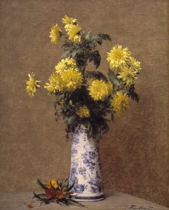 krizantemler by Ignace Henri Jean Fantin Latour