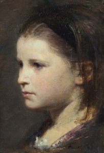 Genç bir kızın başı by Ignace Henri Jean Fantin-Latour