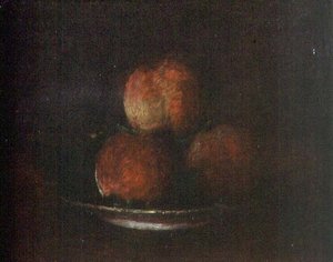 Üç Şeftali (tuval üzerine yağlı boya) by Ignace Henri Jean Fantin-Latour