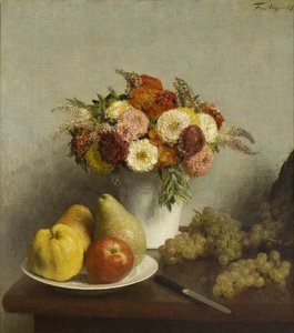 Çiçekler ve Meyve, 1865 by Ignace Henri Jean Fantin Latour