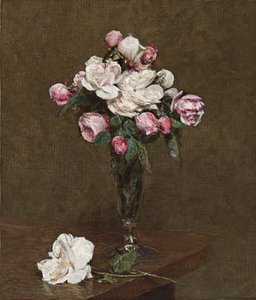 Şampanya Flütünde Pembe Beyaz Güller, 1874 by Ignace Henri Jean Fantin Latour