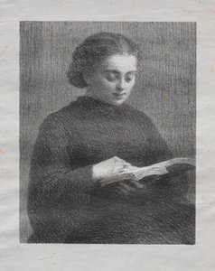 Okuma: Sanatçı Kız Kardeşinin Portresi, 1897. by Ignace Henri Jean Fantin Latour