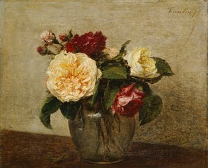 Kırmızı ve Sarı Güller, 1879 by Ignace Henri Jean Fantin Latour