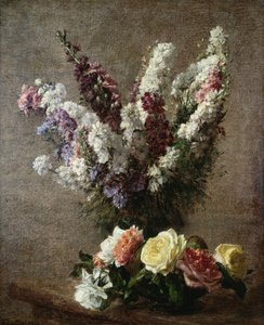 Güller ve Larkspur, 1885 by Ignace Henri Jean Fantin Latour
