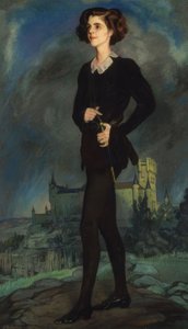 Arka planda Alcázar ile Amerikalı yazar Michael Strange (Bayan Barrymore) 