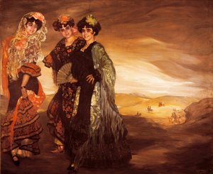 Üç kuzen (geleneksel İspanyol dansçı kostümleriyle) c.1903 (tuval üzerine yağlı boya) by Ignacio Zuloaga y Zabaleta