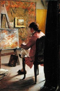 Ressam, c.1883 (panelde yağlı boya)