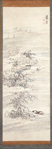 River Village And Fishing Pleasure (kağıt üzerine renkli ve mürekkepli) by Ike no Taiga