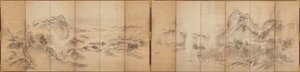 Dağ Manzarası, altı panelli ekranın arka yüzü, Edo Dönemi, 1856-58 (kağıt üzerinde yıkama) by Ikeda Koson