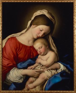 Uyuyan İsa Çocukla Madonna by Il Sassoferrato