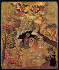 Doğuş, 1658 (panelde yumurta tempera) by Ilias Moskos