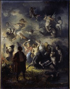 Kel Dağ'da Gece. Yaz gündönümü kutlaması, geleneksel paganizm figürlerini Hıristiyan Ortodoks geleneğiyle karıştıran Slav şöleni Ivan Kupala (Aziz Yuhanna bayramına eşdeğer). boyama