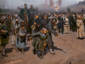 KURSK İLİNDE DİNİ ALAY (detay) by Ilya Efimovich Repin