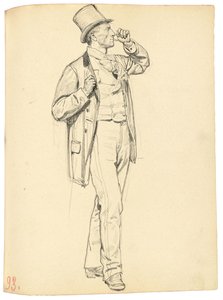 "Bir Parisli Kafe" için Çalışma: Kolları Kaldırılmış Ayakta Duran Adam, c. 1872-1875 by Ilya Efimovich Repin