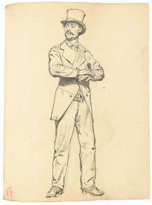 "Parisli Bir Kafe" Çalışması: Ayakta Şapkalı Adam, Bacakları Ayrı, c. 1872-1875 by Ilya Efimovich Repin