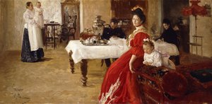 Sanatçının Kızı Tatyana ve Ailesi Bir İç Mekanda, by Ilya Efimovich Repin