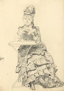 Kahve Masasında Oturan Kadın, c. 1872-1875 by Ilya Efimovich Repin